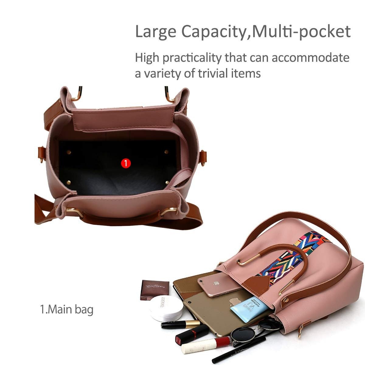 Elegant 4-Piece Women's Handbag Set – Leather Tote, Crossbody Bag, Clutch & Card Holder - Image 8