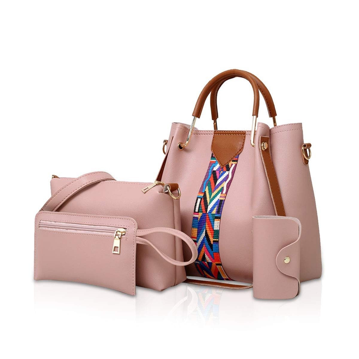 Elegant 4-Piece Women's Handbag Set – Leather Tote, Crossbody Bag, Clutch & Card Holder - Image 4