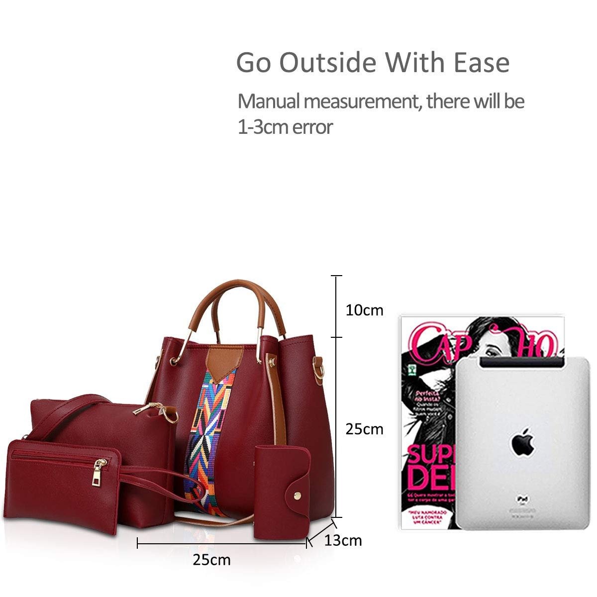 Elegant 4-Piece Women's Handbag Set – Leather Tote, Crossbody Bag, Clutch & Card Holder - Image 7