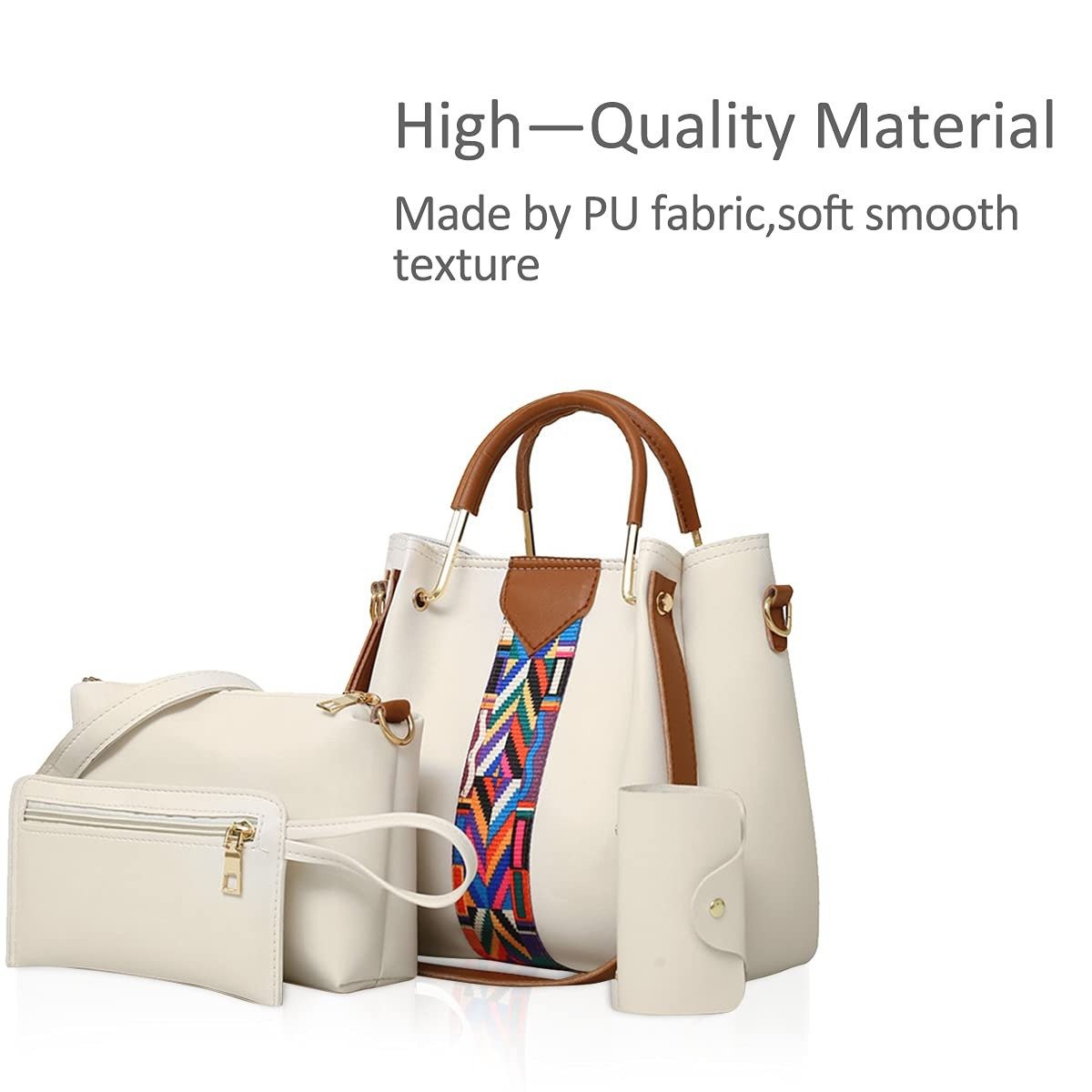 Elegant 4-Piece Women's Handbag Set – Leather Tote, Crossbody Bag, Clutch & Card Holder - Image 3