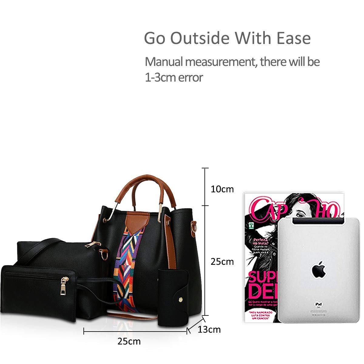 Elegant 4-Piece Women's Handbag Set – Leather Tote, Crossbody Bag, Clutch & Card Holder - Image 10