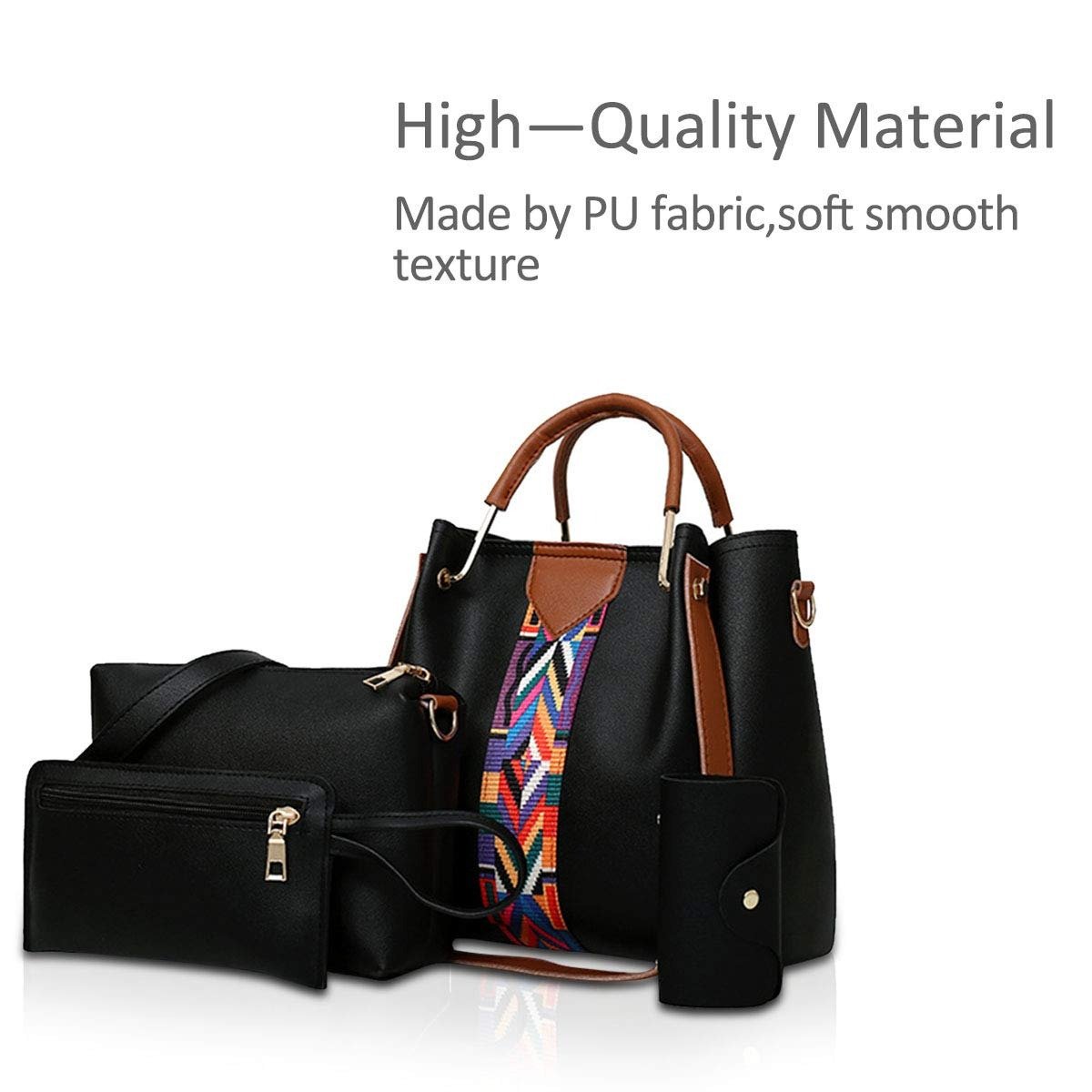 Elegant 4-Piece Women's Handbag Set – Leather Tote, Crossbody Bag, Clutch & Card Holder - Image 6