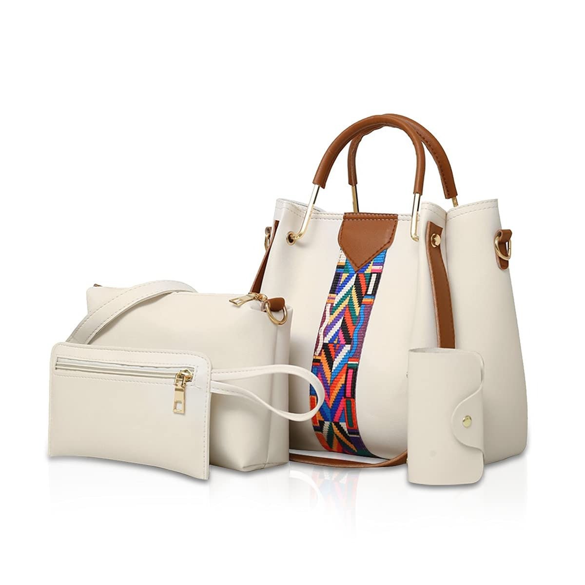 Elegant 4-Piece Women's Handbag Set – Leather Tote, Crossbody Bag, Clutch & Card Holder - Image 9